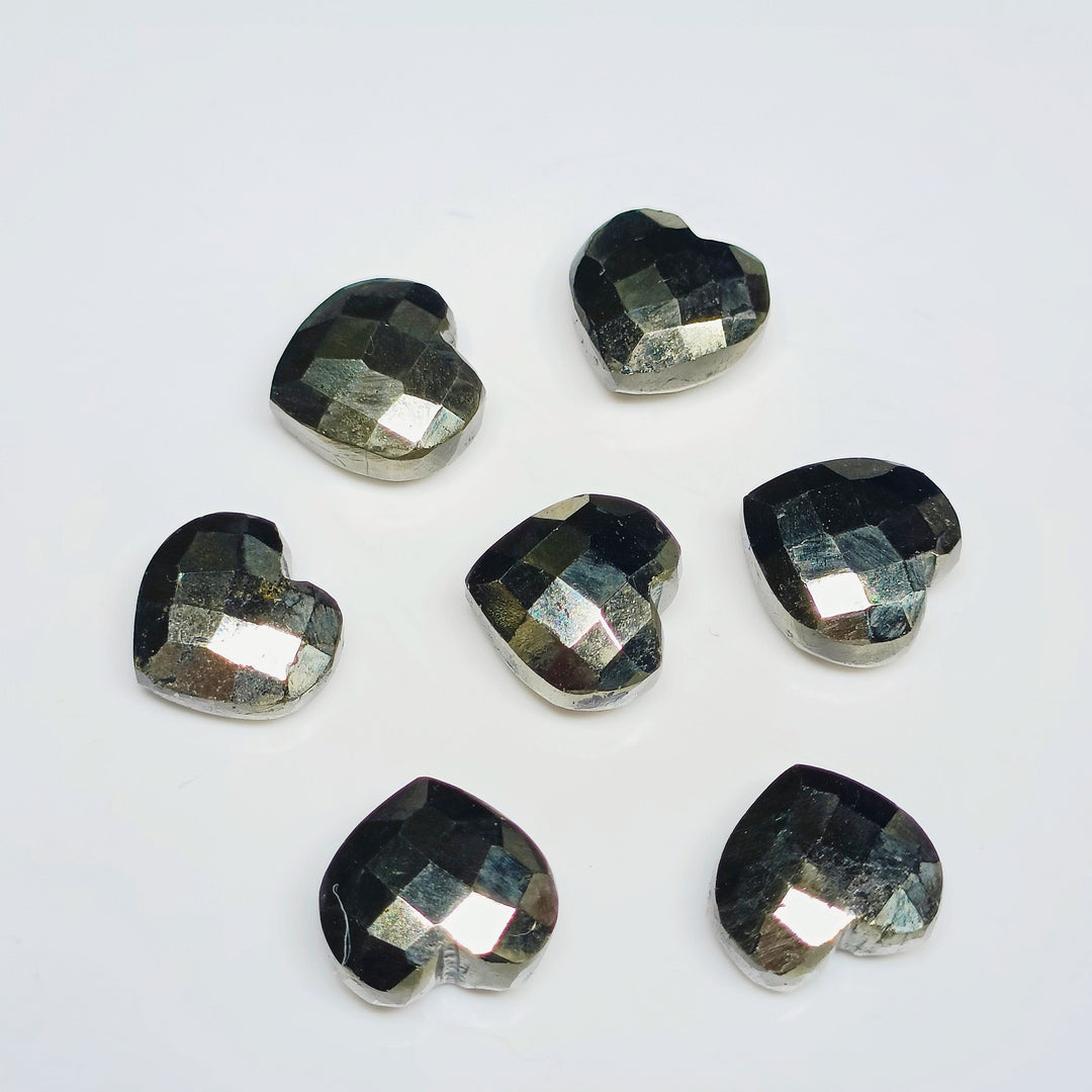 5,6,7,8,9,10 Pcs 100% Natural Pyrite Heart Shape Faceted Gemstone, carved Heart Shape Faceted Gemstone, loose Gemstone  For Jewellery 8 mm