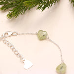 Load image into Gallery viewer, Natural Prehnite Bracelet, Green Prehnite Faceted Heart Beads Bracelet, Women's Gift Chain Bracelet, 925 Silver Jewelry, Girls Anklets