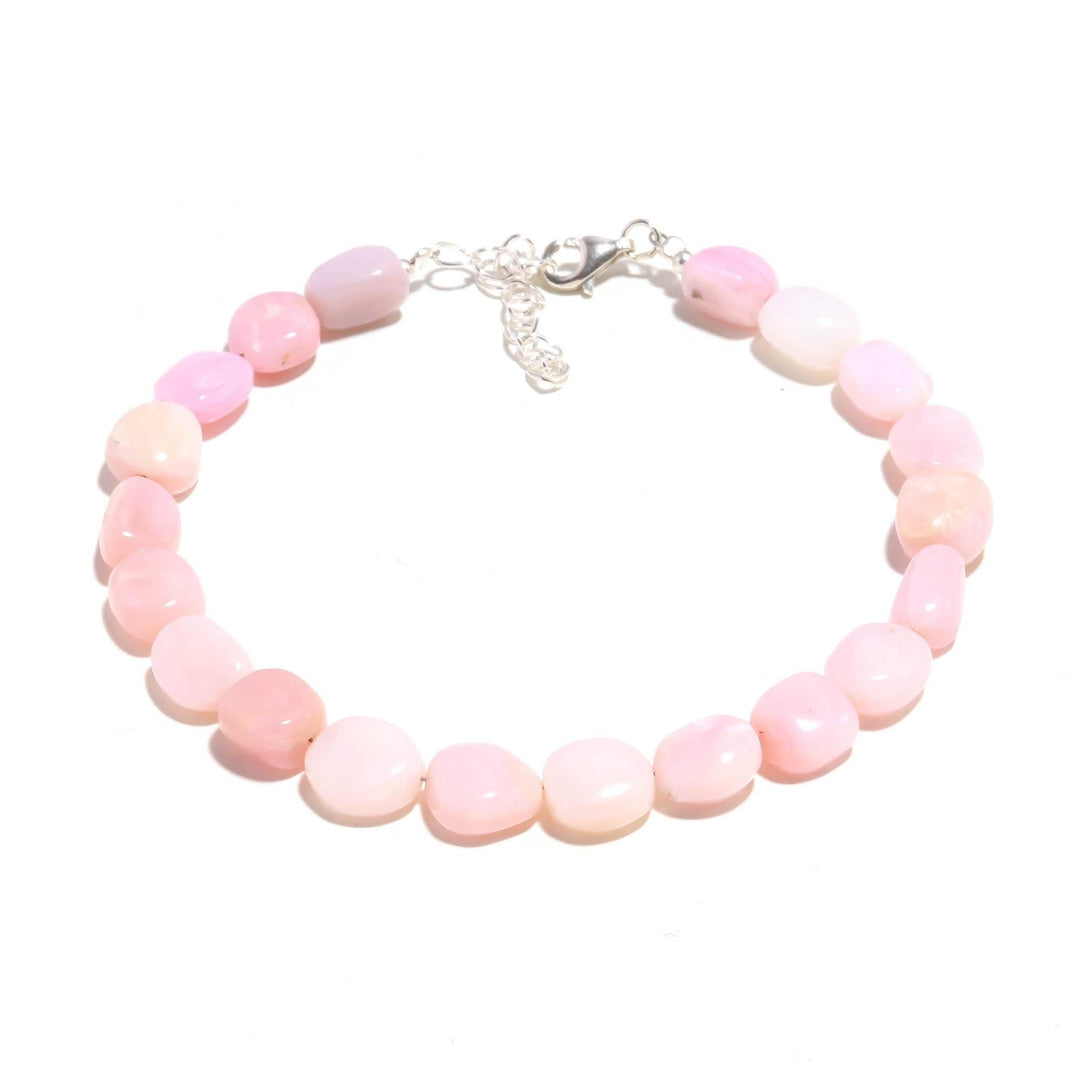 Pink Opal Smooth Tumble Beads Bracelet, AAA Pink Opal Nuggets Shape Beads Bracelet, Jewelry Gifts, Fancy Jewelry/Anklet for Girls, 8 MM