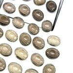 Load image into Gallery viewer, Natural Smokey Quartz Evil Eye Beads, Hand Carved Gemstone Beads, Loose Oval Eye Beads, Evil Eye Charm Beads, Loose Carving Beads 10X12 MM