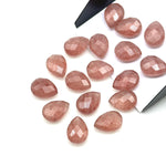 Load image into Gallery viewer, AAA+ Pink Strawberry Faceted Pear Shape Beads, 9X12 MM Pink Strawberry Briolette's Beads, Matched Pairs, Jewelry Making Pear Shape Beads