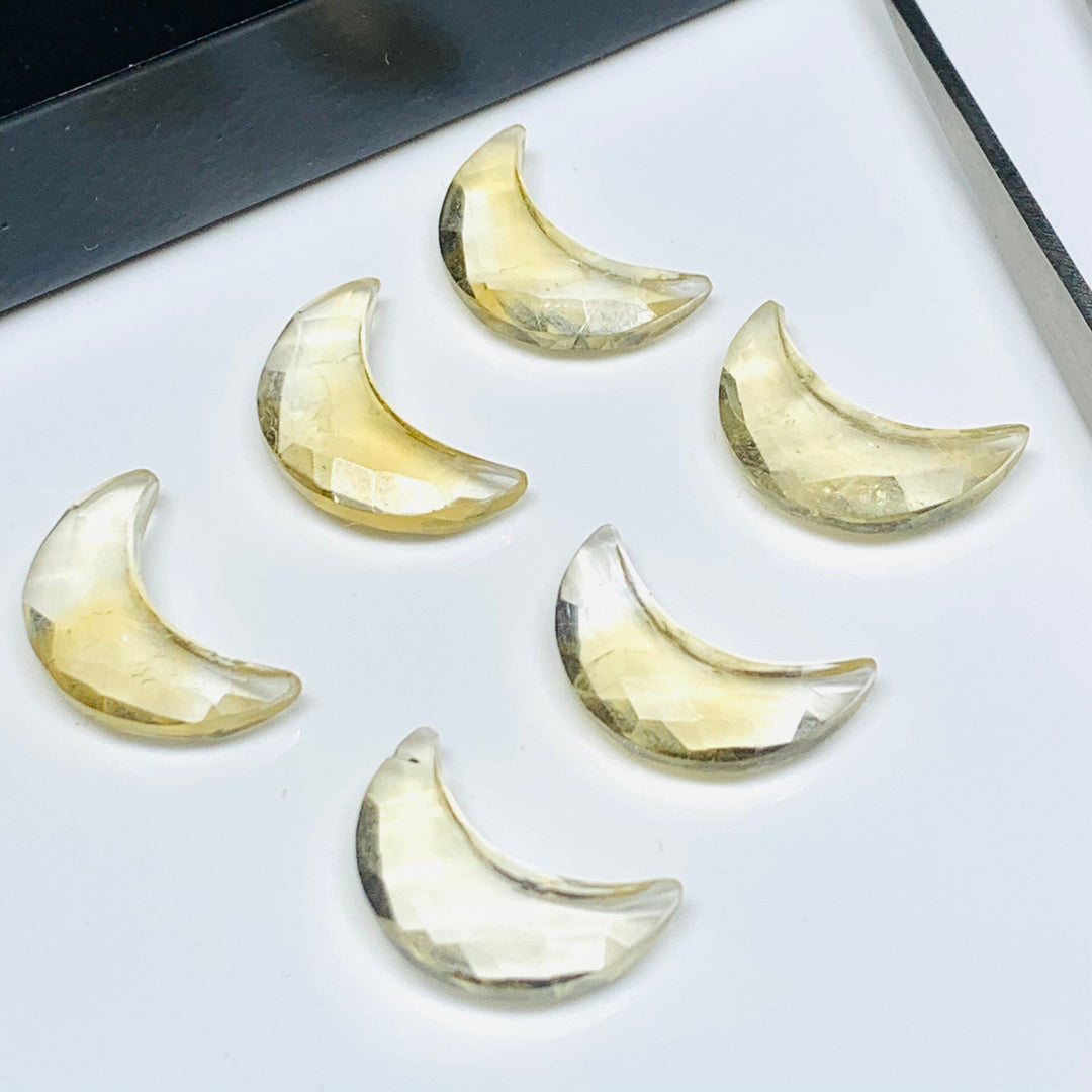 Natural Citrine Hand Carved Moon Shape Beads, AAA Citrine Faceted Crescent Moon Briolette's for Jewelry Making, 17 MM