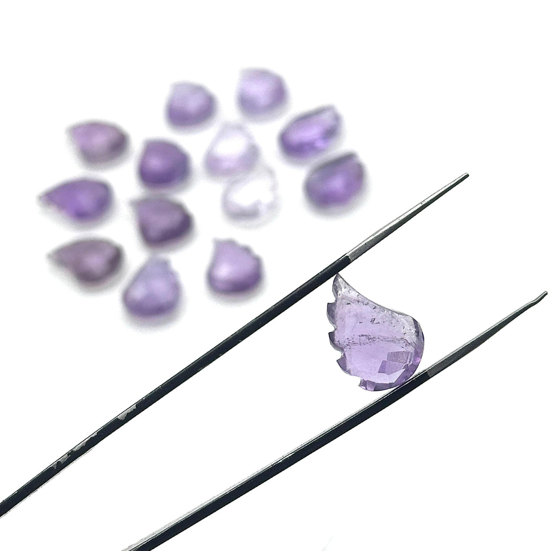Natural Amethyst Leaf Shape Beads, Amethyst Leaf Shape Briolette's, Faceted Fancy Carvings for Jewelry, 11X15 MM, Wholesale Gemstone Beads