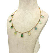 Rainbow Fluorite Pear Shape Beads Necklace, Faceted Drop Chain Necklace, Pear Gemstone Necklace, Women's Gift, Handmade 925 Silver Necklace