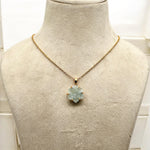 Load image into Gallery viewer, Natural Carved Aquamarine Flower Pendant, Carved Aqua Flower Necklace For Her, 19mm Flower, Soothing Stone Necklace for Her Healing Necklace