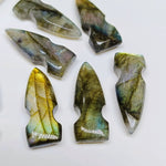 Load image into Gallery viewer, 2,3,4,5,6 100% Natural labradorite Bullet Shape Carving, Hand carved Bullet shape Gemstone, carved Gemstone jewelry Making,26X10 mm.
