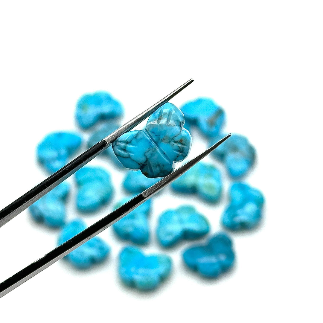 AAA Blue Turquoise Butterfly Shape Beads, Turquoise Hand Carved Butterfly Briolette, Gemstone Carving Beads, 13 MM Jewelry Making Charms