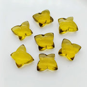Natural Beer Quartz Butterfly Shape Gemstone Beads, Hand Carved Smooth Butterfly Shape Beads, Honey Quartz Beads 13X9-14X10 MM