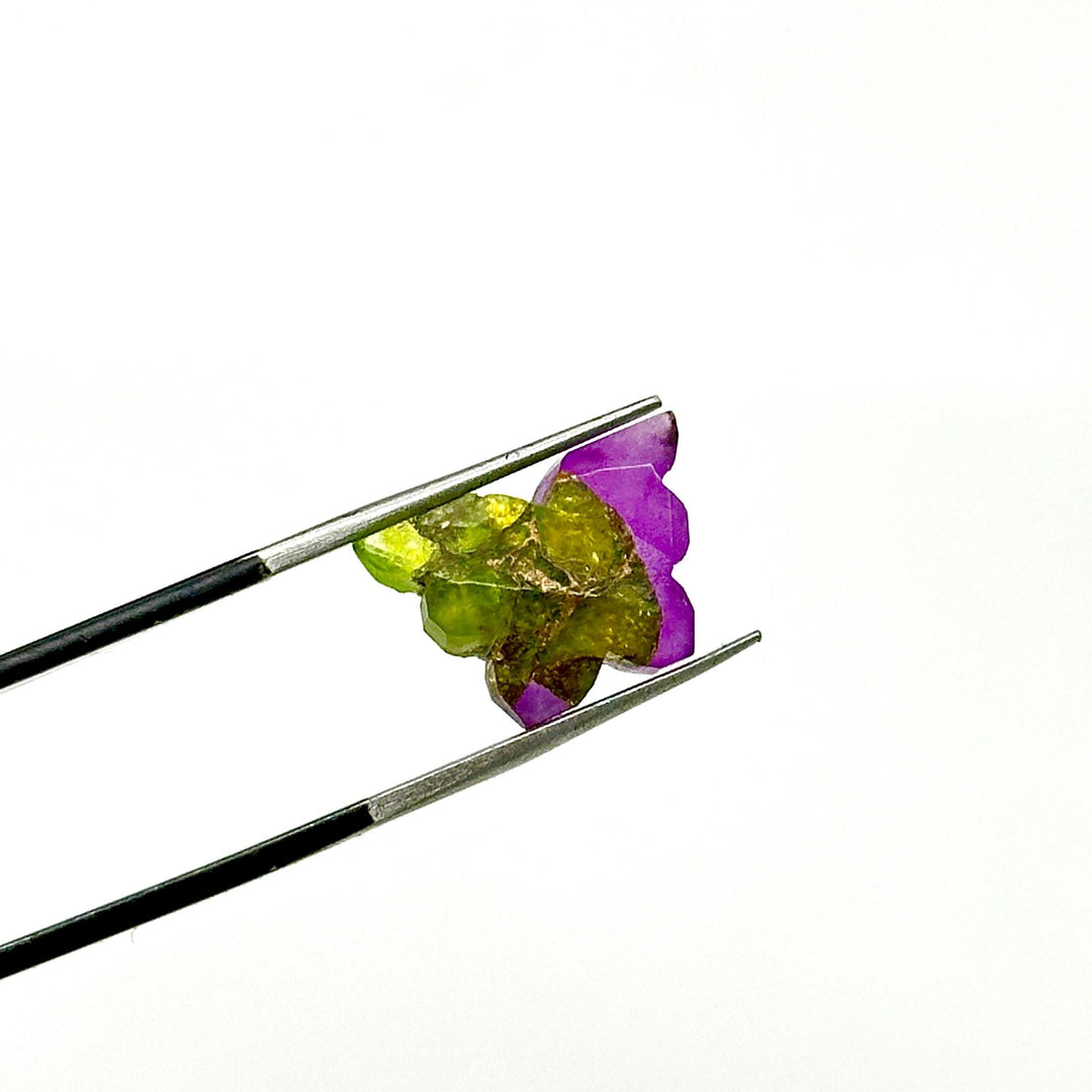 Neon UV Light Beads, Neon Green & Purple Copper Turquoise Butterfly Beads, Faceted Butterfly Gemstone, Neon Turquoise Carving Beads 14x10 MM