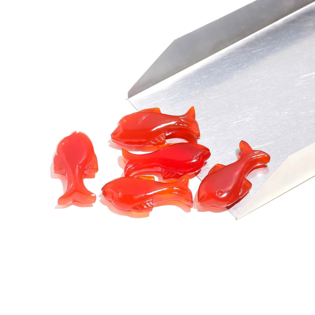Orange Carnelian Hand Carved Dolphin Shape Stone, AAA+ Carnelian Fish Shape Beads, Jewelry Making Fish Charms, 28 MM