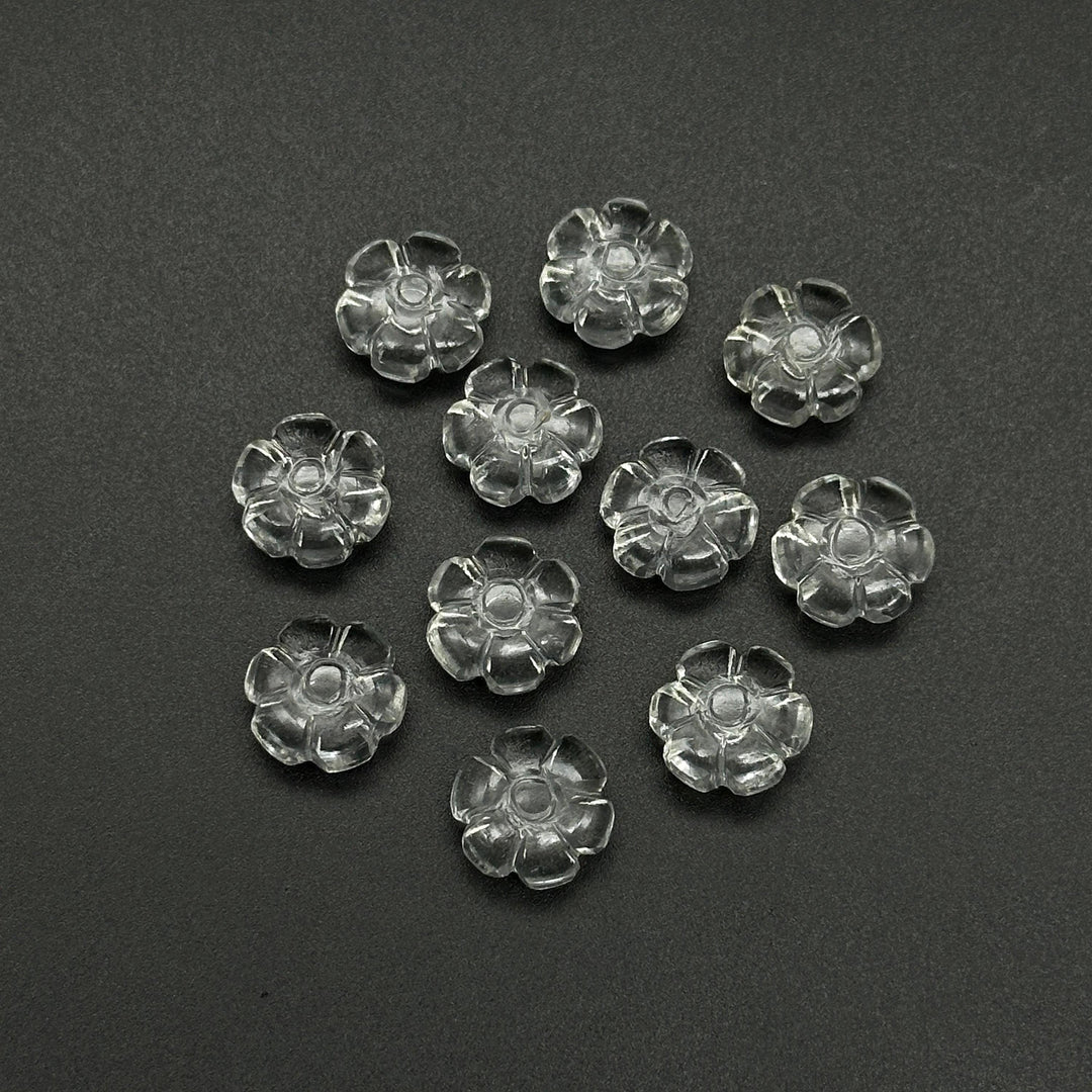 Natural cc Shape Beads, Clear Crystal Flower Shape Carving, Jewelry Making Loose Gemstone Charms, 12 MM, Carved Crystals