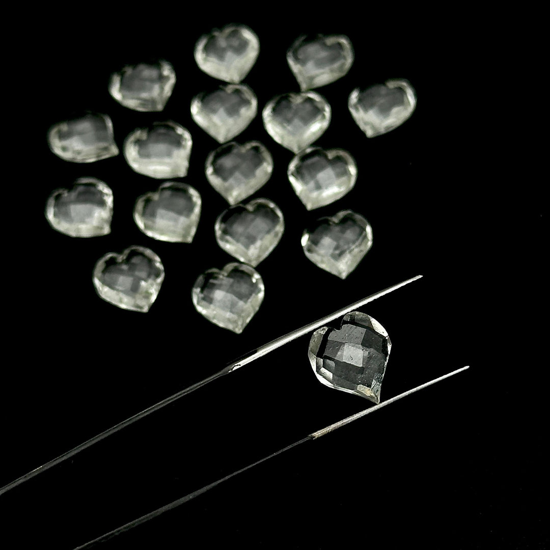 AAA Crystal Quartz Heart Shape Beads, Clear Quartz Hand Carved Heart Charms for Jewelry Making, Faceted Heart Shape Briolette's, 13 MM