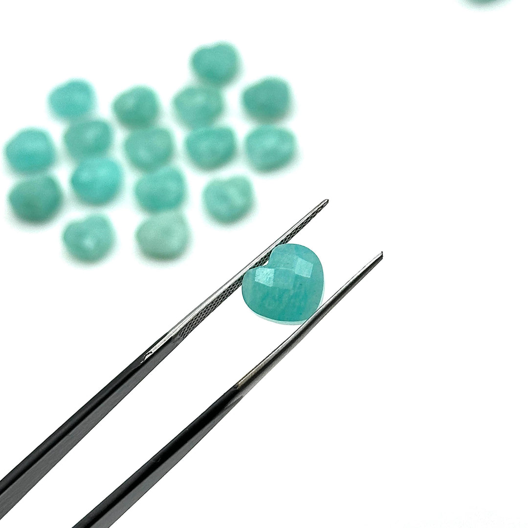 Faceted Amazonite Heart Briolettes: AAA Grade, 10mm Gemstone Charms
