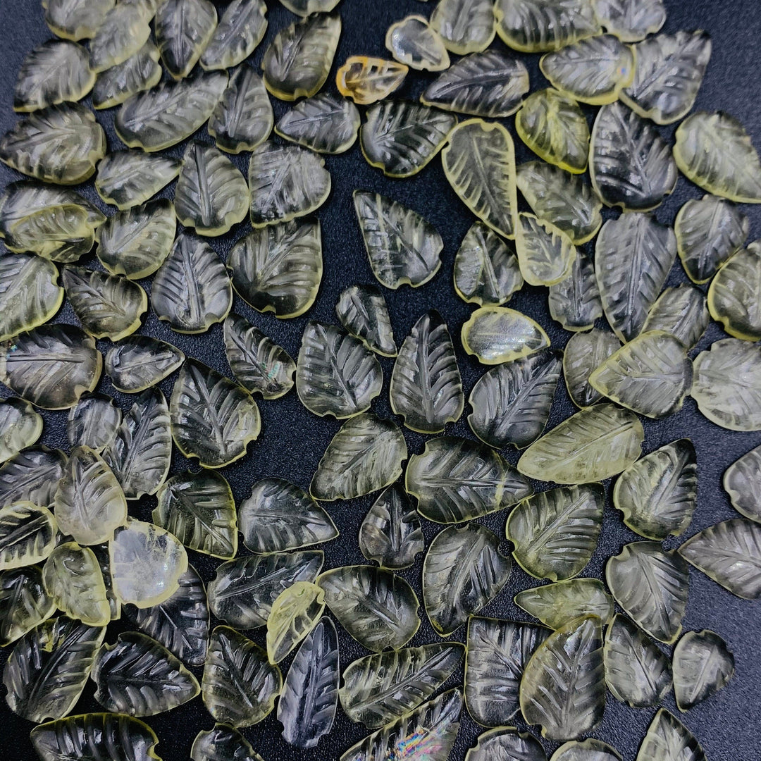 AAA Lemon Quartz Leaf Gemstone: Carved Jewelry Stone (7.9X5.2 13.8X6.7 mm)