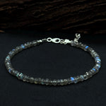 Load image into Gallery viewer, Flashy Labradorite Beaded Bracelet, Faceted Labradorite Beads Bracelet, Gemstone Silver Bracelet/Anklet, Yoga &amp; Meditation Bracelet, 3-4 MM