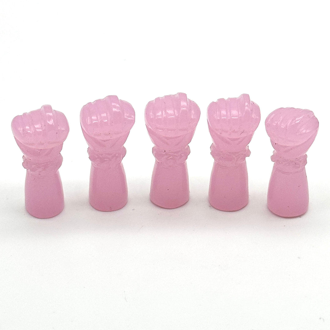 Amazing Pink Chalcedony Hand Shape Carving, Handmade Punch Shape Stone, 27 MM Loose Hand Fist Charm For Jewelry Making, Hamsa Charms Beads