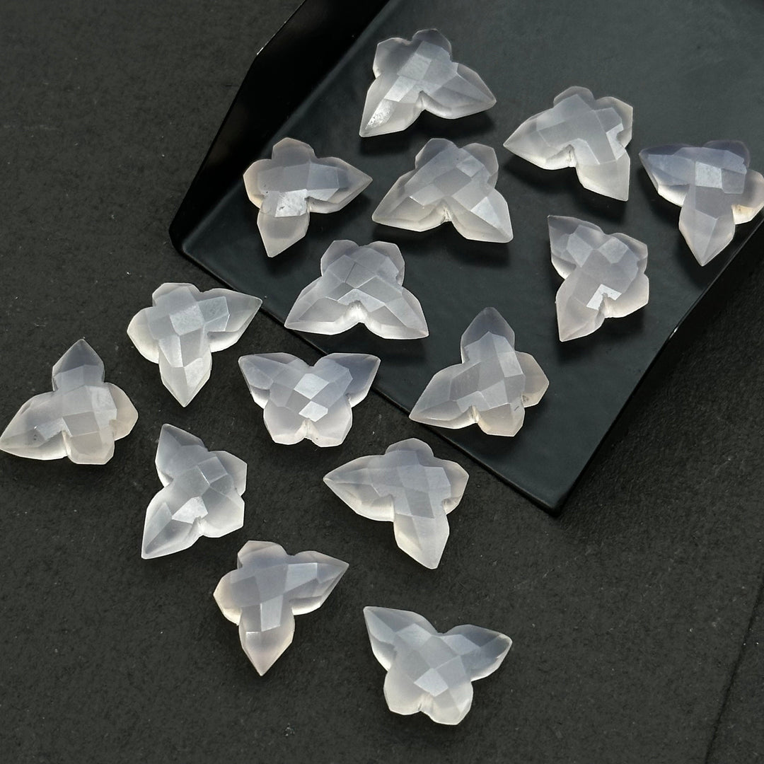 Natural Pink Chalcedony Hand Carved Butterfly , Pink Chalcedony Faceted Butterfly Briolette's, Chalcedony Loose Gemstone Charms Beads 14mm