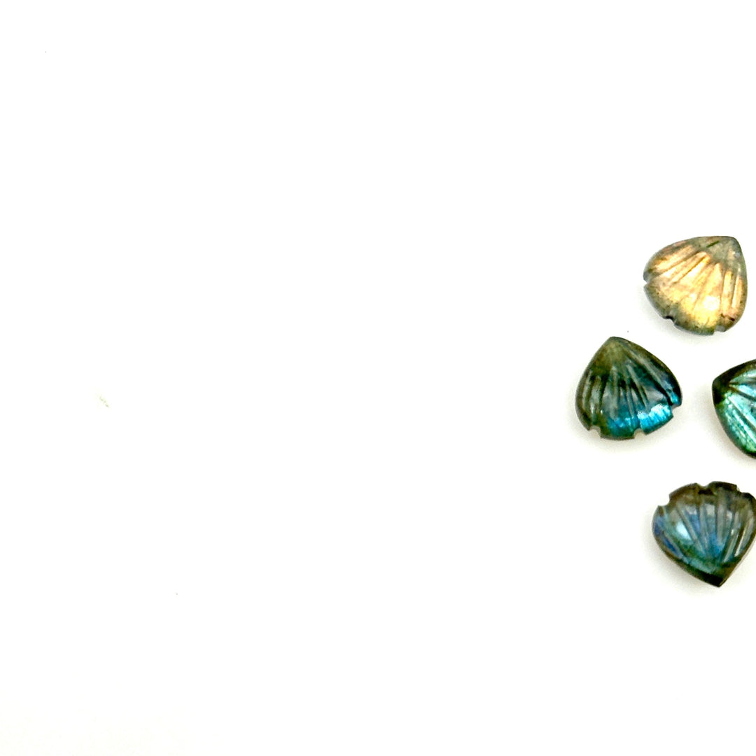 Cute Tiny Labradorite Shell Shape Beads, 8 MM Hand Carved Flashy Seashell, Tiny Carved Beads, Shell Charms, Jewelry & Craft Making Gemstones
