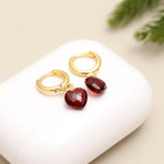 Load image into Gallery viewer, AAA Garnet Earrings, Natural Granet Faceted Heart Shape Earrings, Fancy Girls Jewelry, January Birthstone Gift, 8 MM Heart Jewelry for Her