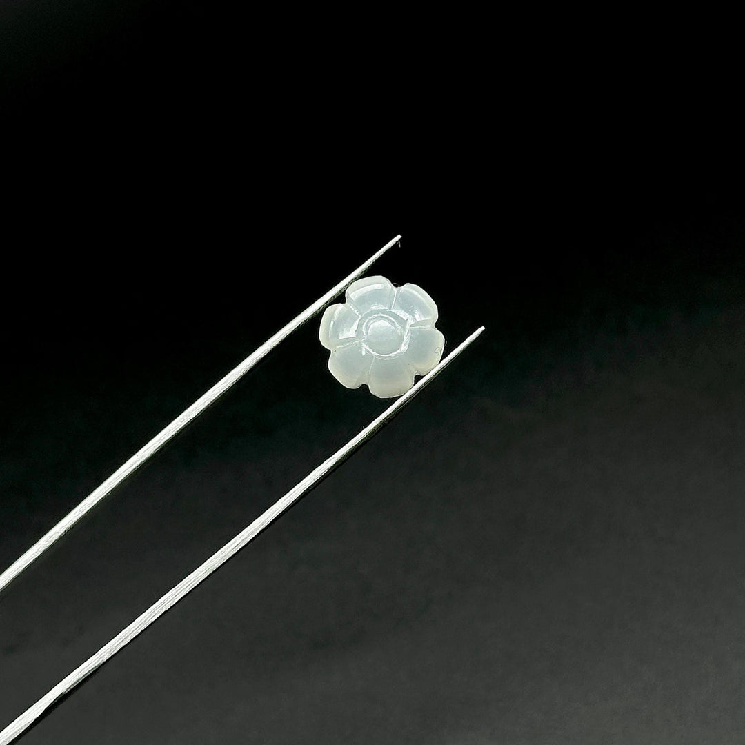 Hand Carved White Moonstone Flower Shape Beads, Genuine Moonstone Flower Shape Carving, Jewelry Making Loose Gemstone Charms, 12 MM