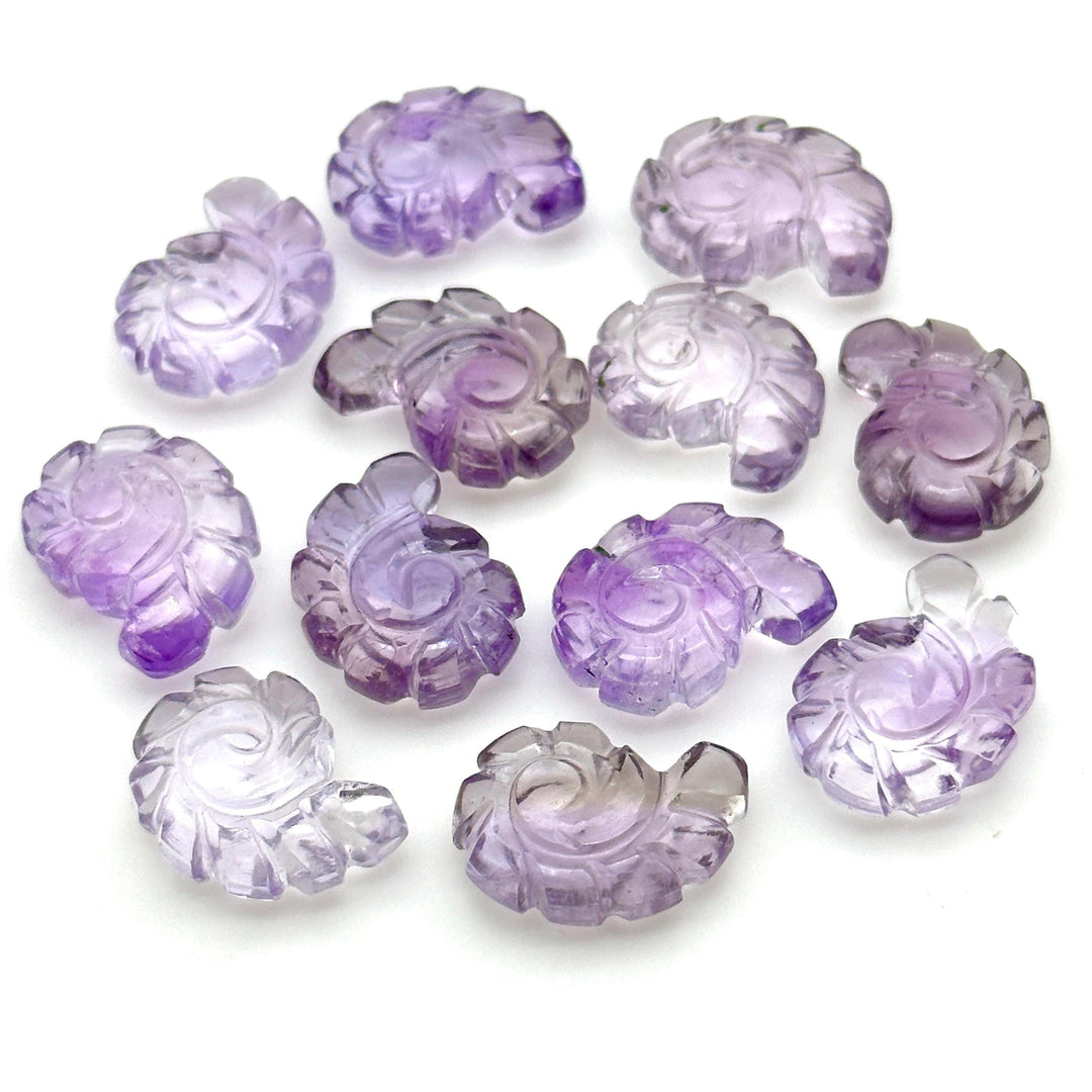 AAA+ Pink Amethyst Carved Shell Beads, Hand Carved Snail Shell Shape Gemstone, Seashell Charm, 16 MM Beach Shell Beads For Jewelry Making
