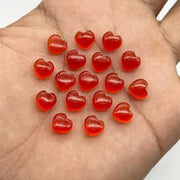 Natural Carnelian Heart Shape Briolette's, Orange Carnelian Smooth Heart Shape Beads, Loose Gemstones, 8 MM Heart Charms for Jewelry