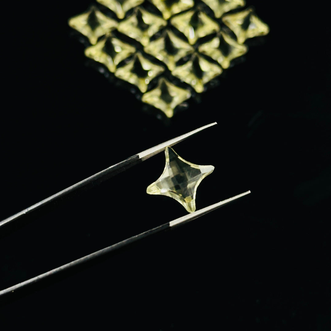 Natural Lemon Quartz Ninja Star Shape Carving Beads, Ninja Star Shape Gemstone Beads, 11X15 MM Jewelry Making Beads, Star Shape Briolettes