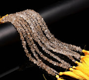 Natural Golden Herkimer Diamond Crystal Beads, Double Terminated Golden Diamond Beads, Uncut Healing Beads for Jewelry 7-8 mm
