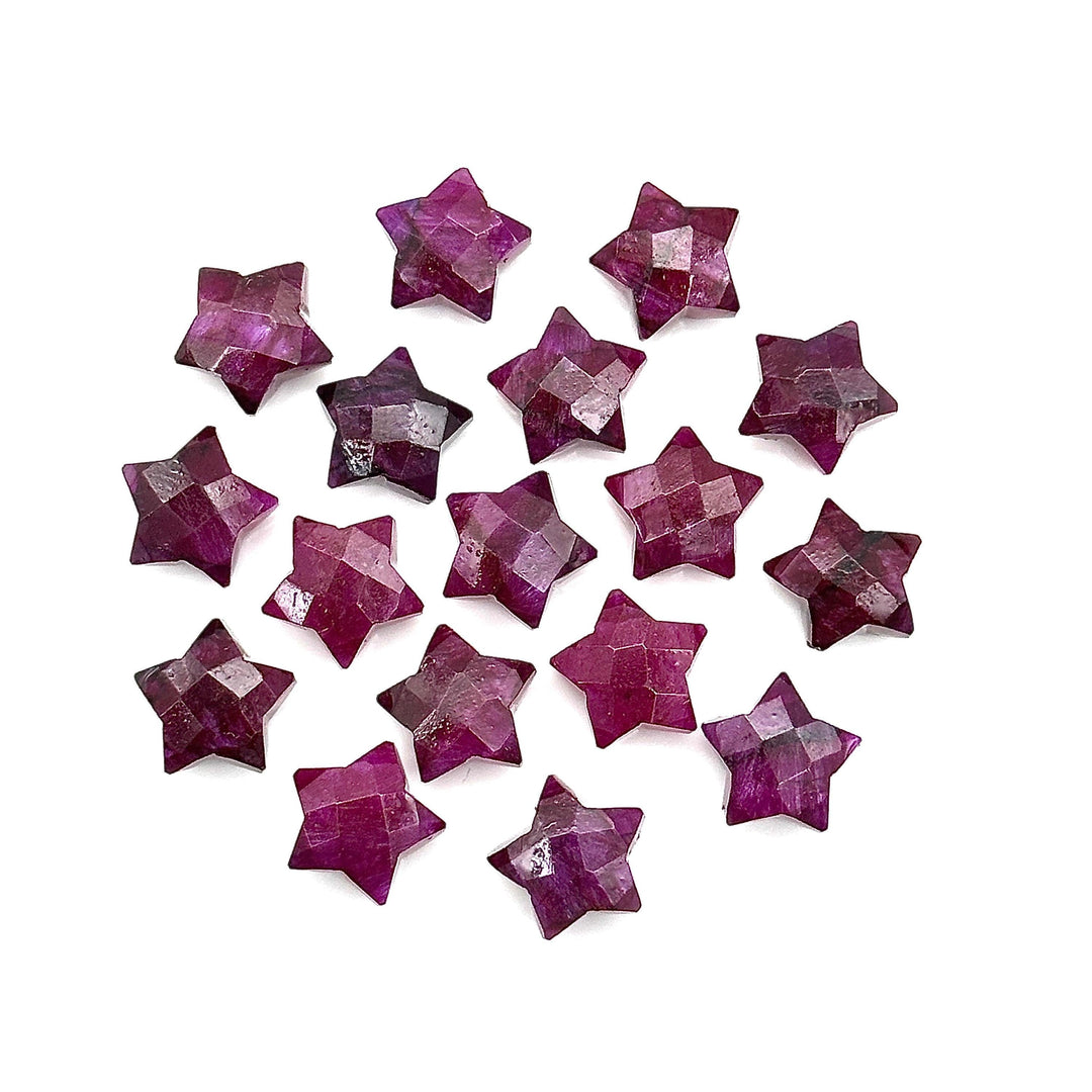 Red Ruby Hand Carved Star Shape Beads, AAA Red Ruby Faceted Star Briolettes, Loose Star Charm Beads, Colored Ruby Dyed Red Beads, 10 MM