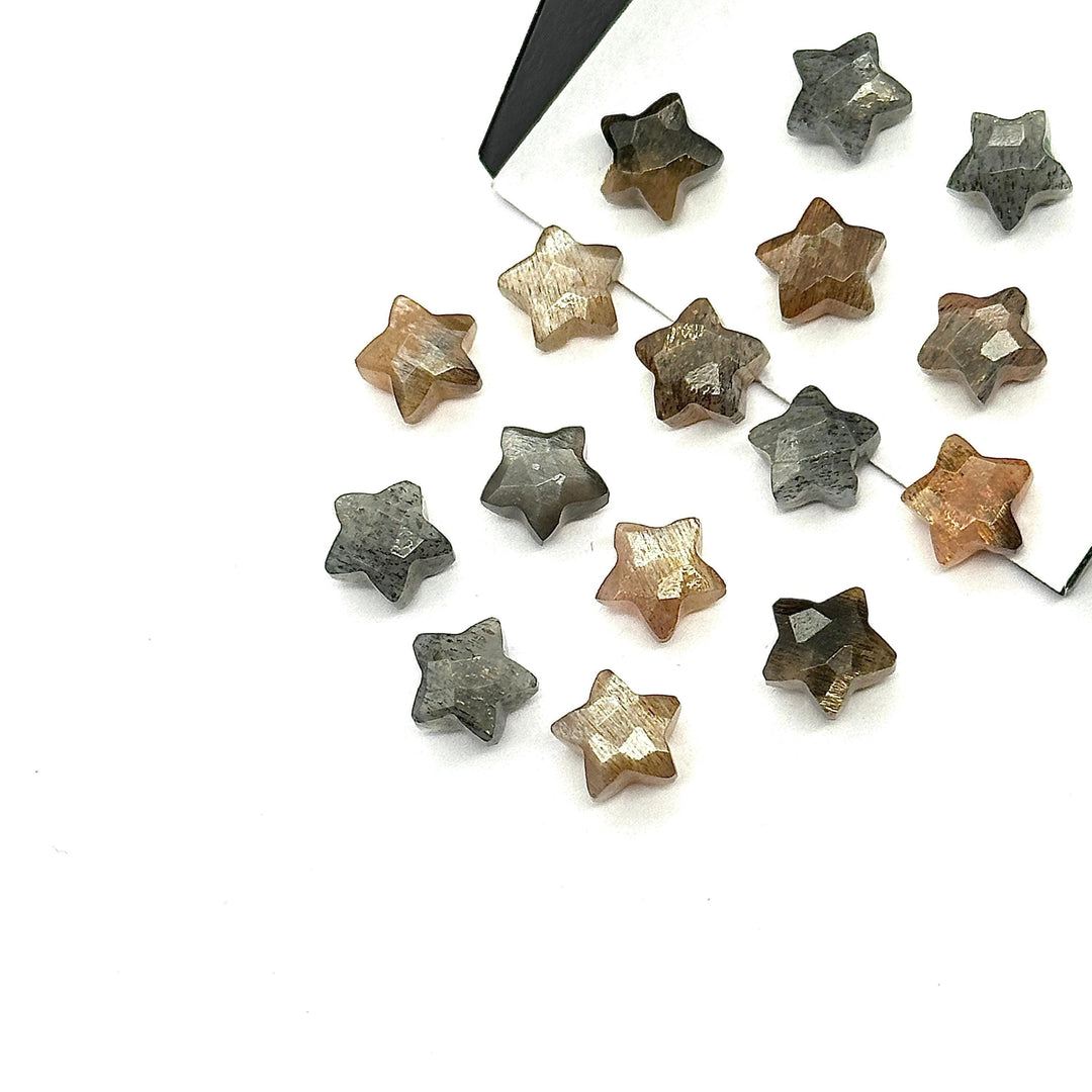 AAA+ Goldensheen Moonstone Star Shape Beads, Goldensheen Gemstone Faceted Star Shape Beads, Hand Carved Star Charms for Jewelry Making, 8 MM
