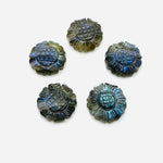 Load image into Gallery viewer, AAA Quality 100% Natural Labradorite Flower Shape Carved Gemstone, Flower Shape Carving, Carved Gemstone For Jewellery 18.5 mm