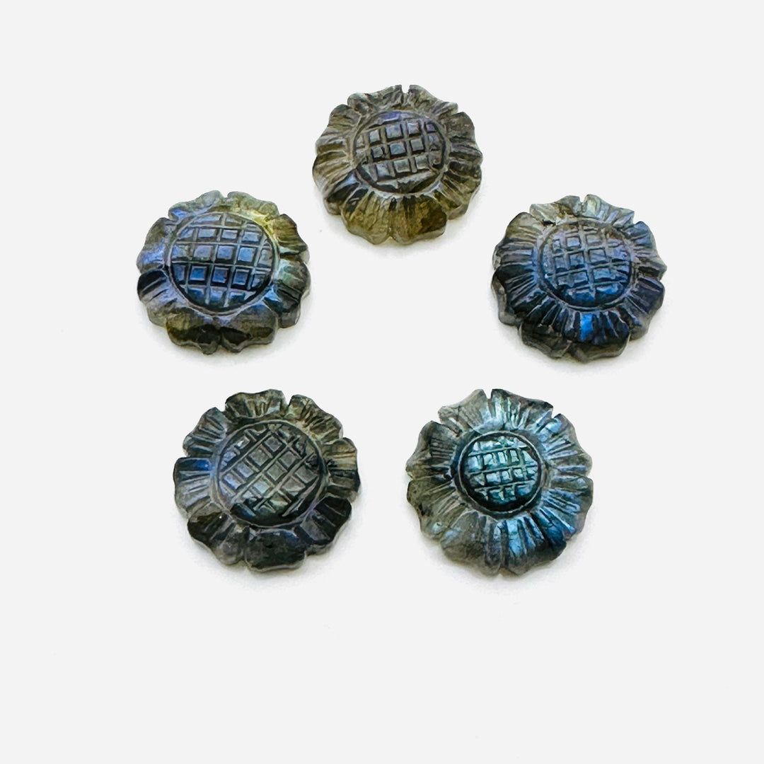 AAA Quality 100% Natural Labradorite Flower Shape Carved Gemstone, Flower Shape Carving, Carved Gemstone For Jewellery 18.5 mm