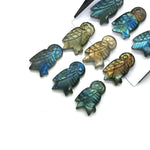 Load image into Gallery viewer, Natural Labradorite Owl Shape Gemstones, Hand Carved Owl Shape Stone, Flashy Labradorite Owl Shape Charms, 20 MM Bird Carvings