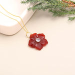 Load image into Gallery viewer, Red Agate Carved Flower Pendant, Red Agate Fancy Floral Necklace for Women's, Wedding Gift for Her, Reiki Jewelry Crystal