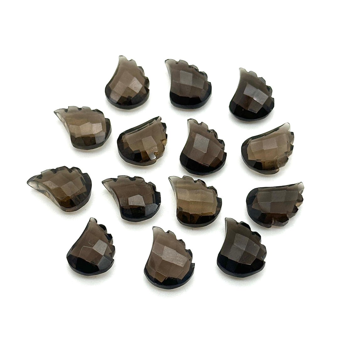 AAA Smoky Quartz Leaf Shape Beads, Brown Quartz Leaf Shape Briolette's, Faceted Fancy Carvings for Jewelry, 11X15 MM, Wholesale Gemstones