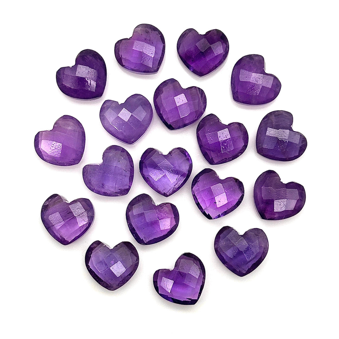 Amethyst Heart Briolette Beads: Faceted 12mm Carved Charms