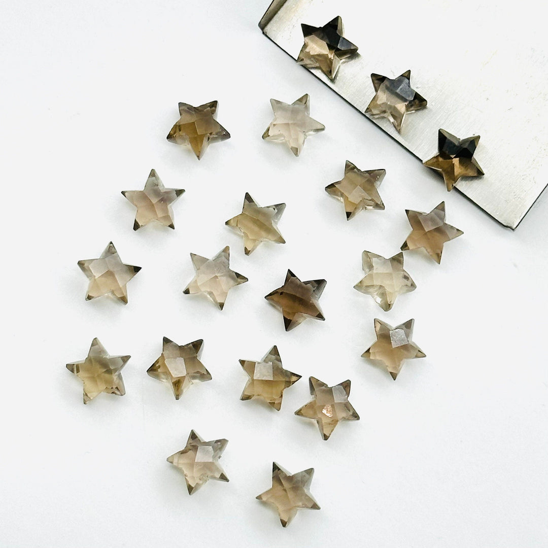 Natural Smokey Quartz Stars Shape Briolettes, AAA Brown Smokey Quartz Star Shape Beads, Jewelry Making Loose Gemstones, 6 MM Mini Star Charm