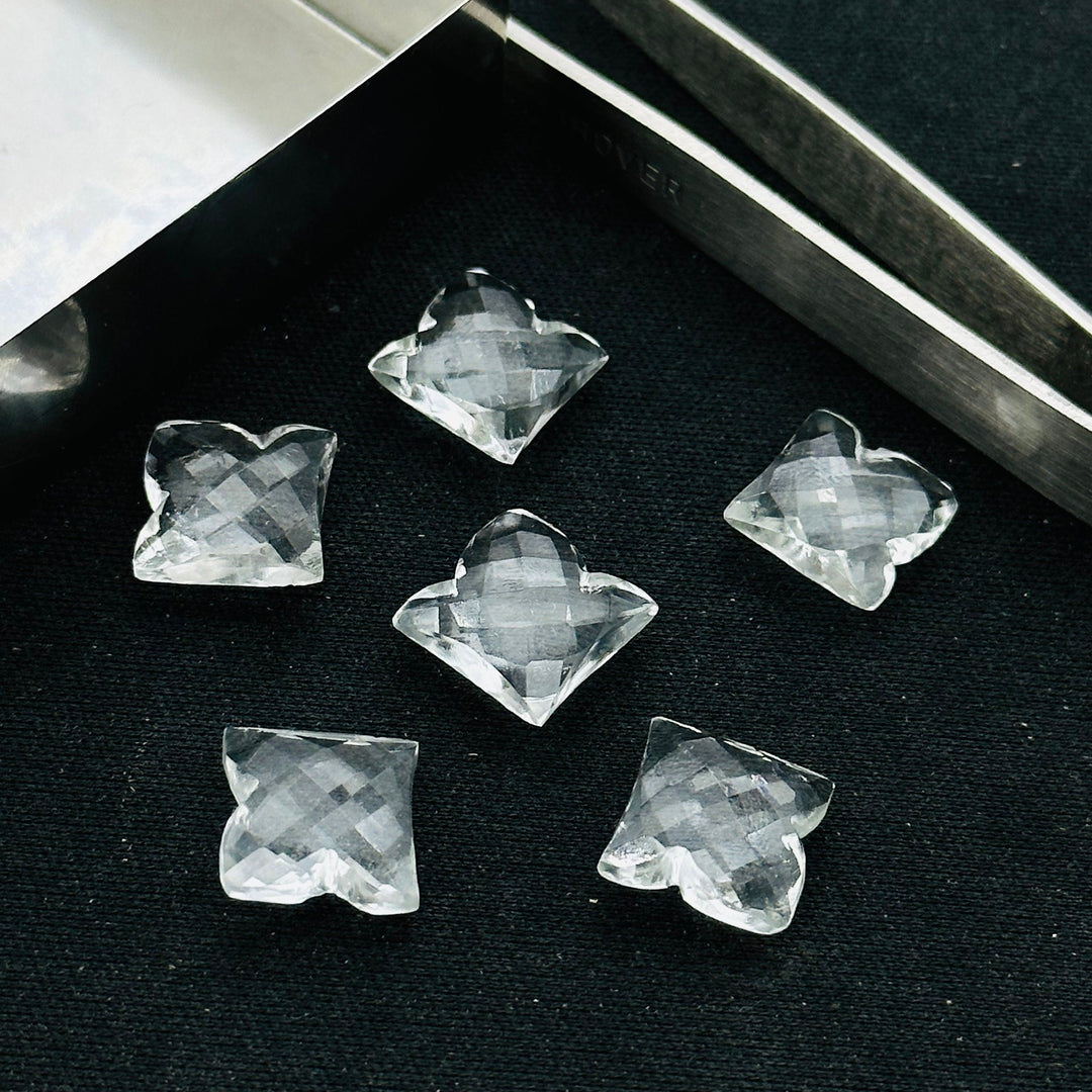 2,3,4,5,6 Pcs 100% Natural crystal quartz fancy Shape Jewlery Making Loose Gemstone, faceted Gemstone, Gemstone for Jewlery 11X12 mm.