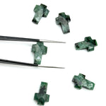 Load image into Gallery viewer, Natural Emerald Cross Beads: Faceted Green Gemstone Charms (15mm)