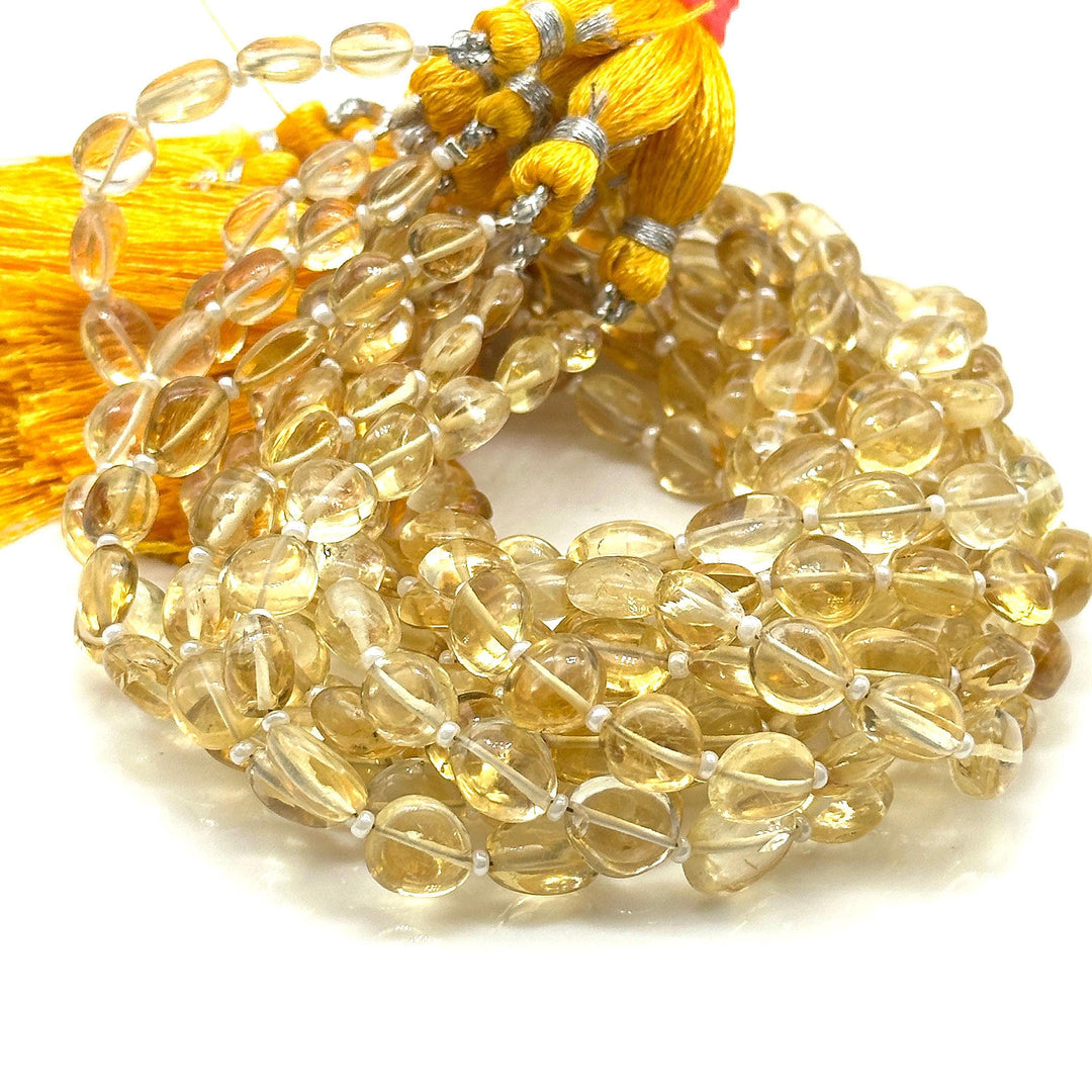 Natural Citrine Plain Tumble Shape Beads, Citrine Nuggets Shape Smooth Beads, Fancy Jewelry Making Beads, 6X8 - 7X9 MM, 8" Strand