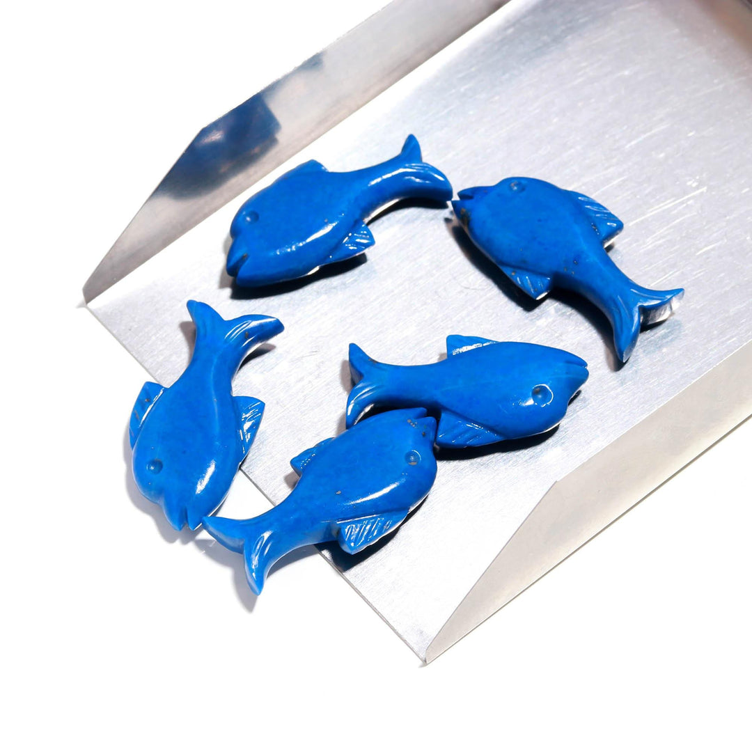 Natural Lapis Lazuli Dolphin Shape Carving, Lapis Lazuli Fish Shape Beads, Jewelry Making Fish Charms, 28 MM, Loose Sea Carved Stone