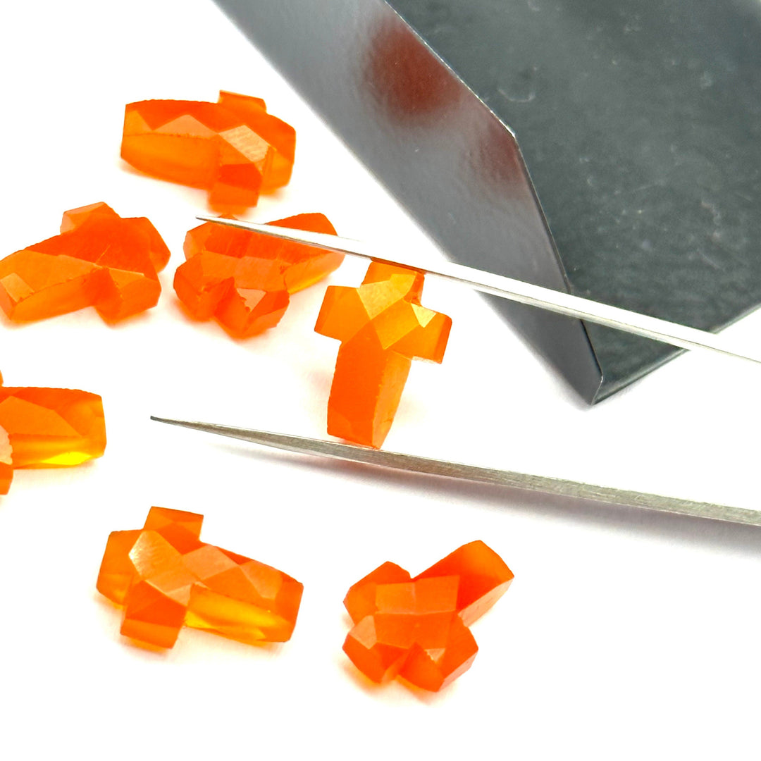 Natural Carnelian Cross Shape Beads ~ Healing & Protection Gemstone Beads ~ Faceted Carnelian Beads ~ 15 MM Cross Charm Beads ~ Orange Beads