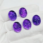 Load image into Gallery viewer, 1,2,3,4,5 Pcs Natural Amethyst oval face Shape Carving, Hand carved face shape Gemstone, amethyst carved Gemstone jewelry Making,18X14 mm