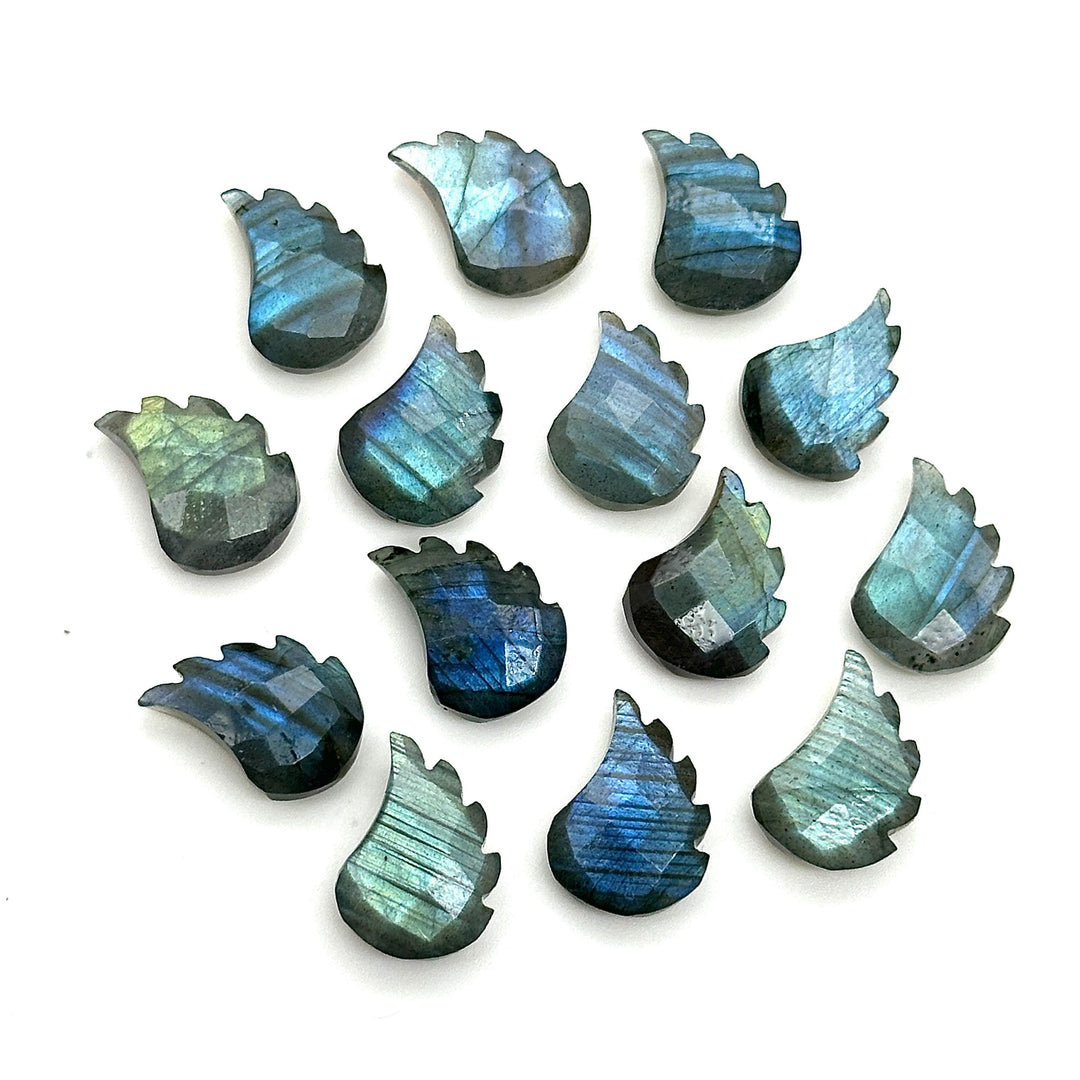 Natural Labradorite Leaf Shape Beads, Hand Carved Labradorite Leaf Shape Briolette's, Faceted Fancy Carvings for Jewelry Making, 11X15 MM