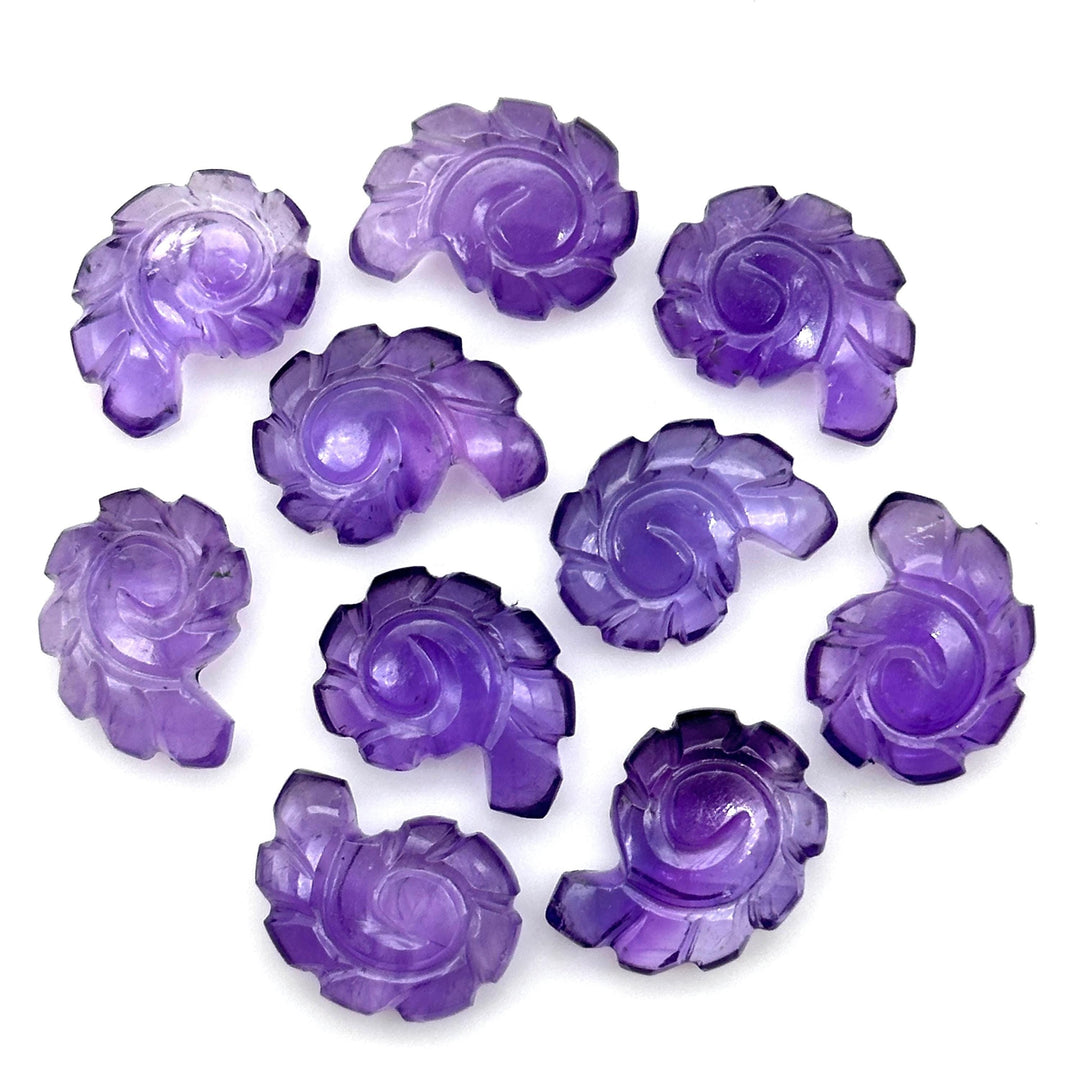 AAA+ Amethyst Carved Shell Beads, Hand Carved Snail Shell Shape Gemstone, 16 MM Beach Shell Charm Beads For Jewelry, February Birthstone