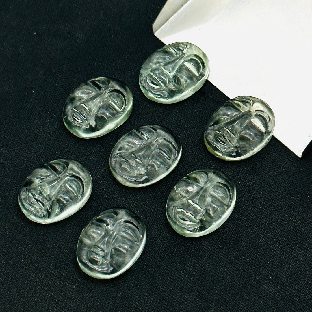 1,2,3,4,5 Pcs Natural green Amethyst oval face Shape Carving, Hand carved fancy shape Gemstone, carved Gemstone jewelry Making,18X14 mm