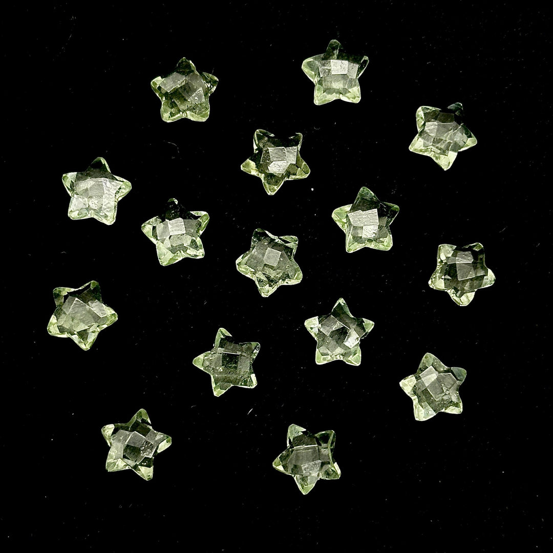 Natural Green Amethyst Stars Shape Briolettes, Amethyst Faceted Star Shape Beads For Jewelry Making, Mini Gemstone Star Charms Beads, 8 MM