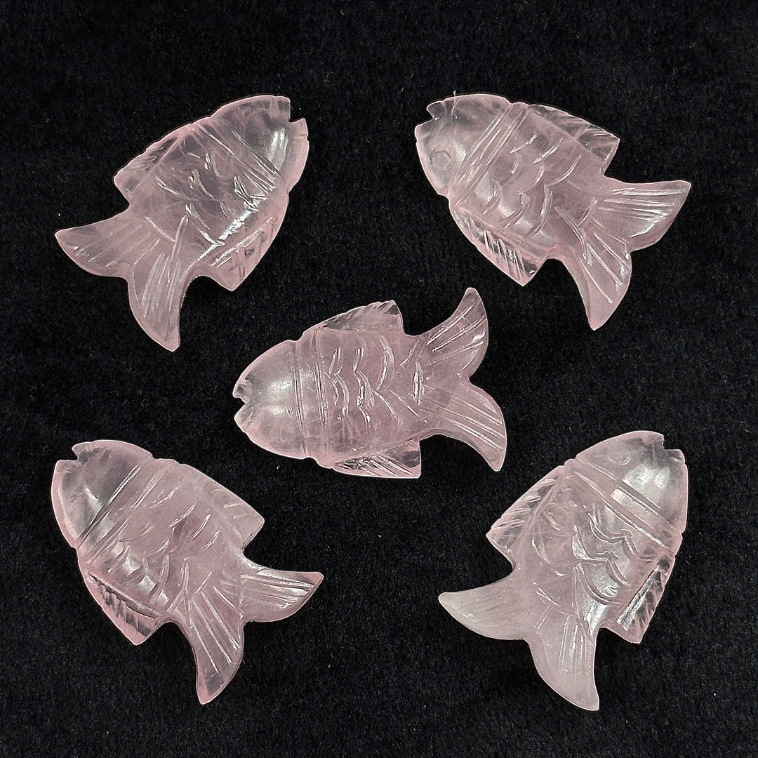 Genuine Rose Quartz Fish Carving, Hand Carved Fish Shape Gemstone, Natural Rose Quartz, 17X26 MM, Feminine Energy Fish Charm Healing Crystal