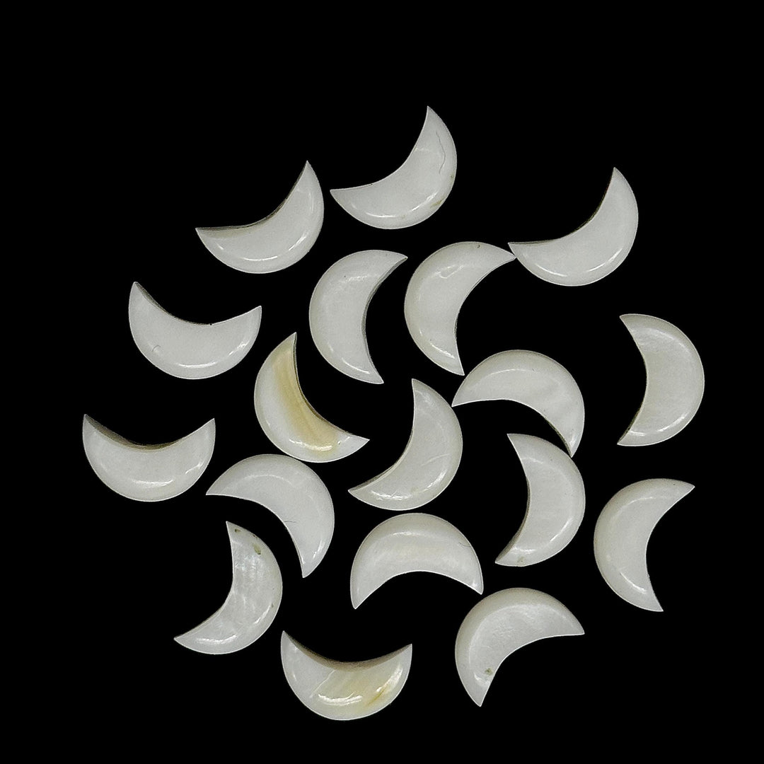 Natural Mother Of Pearl Hand Carved Moon Shape Beads, Pearl Smooth Moon Shape Gemstone Briolettes For Jewelry Making, Moon Charms 12 MM