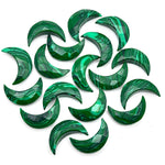 Load image into Gallery viewer, Faceted Malachite Crescent Moon Beads: 17mm Carved Gemstone Briolettes